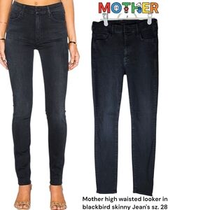 Mother high waisted looker in blackbird skinny Jean's Women's sz. 28 Black Pants